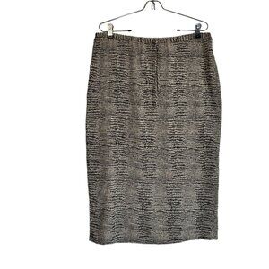 Allison Taylor Vintage Print Pull On Silk Midi Skirt in Brown/Tan - Size M